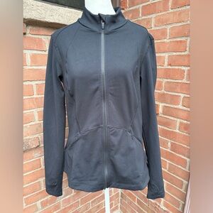 Spyder Active Jacket Womens Medium Black Softshell Full Zip Thumbholes Running